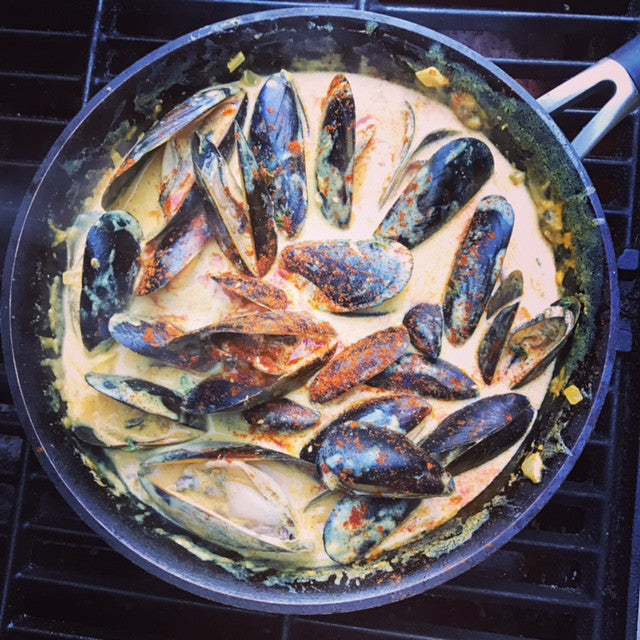 Mussels with Coconut Cacao Masala Broth
