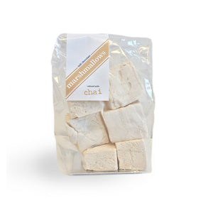 indi chocolate delicious hand-crafted Chai Marshmallows made with indi chocolate Chai Tea. These popular marshmallows are made in the indi chocolate factory in Pike Place Market at the top of the Seattle Overlook Walk. Great in the delicious indi chocolate cafe drinks and s'mores. Available for pickup in store and online. These marshmallows are so tasty that they disappear quickly. Enjoy! These make a great gift along with indi chocolate teas, coffee and Drinking Chocolate Spoons.